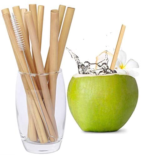 Bambaw Bamboo Reusable Straws | Eco Friendly Long Straws with Straw Cleaner  Brush | Biodegradable Alternative to Plastic Straws | Durable Travel