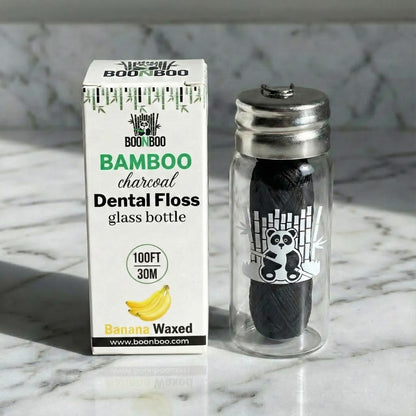Bamboo Charcoal Dental Floss in Glass Container