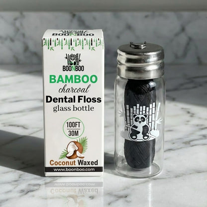 Dental Floss Glass Bottle & 8 Pack Refill, Coconut Flavor