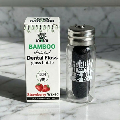 Bamboo Charcoal Dental Floss in Glass Container