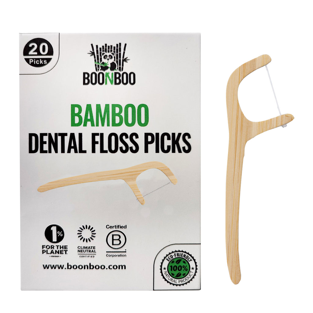 Bamboo Dental Floss Picks | 20CT Reusable Bamboo Picks | Sustainable & Biodegradable