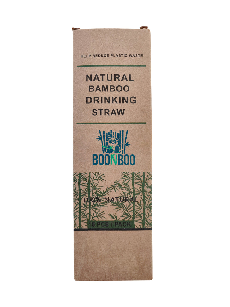 BOONBOO Straws | 100% Bamboo Drinking Straws |Set of 16pcs + Cleaning Brush |100% Natural & Reusable | Sustainable, Biodegradable & Plastic-Free